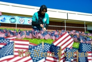 Walnut High students display nearly 3,000 flags to mark the 15th anniversary of the 9/11 attacks